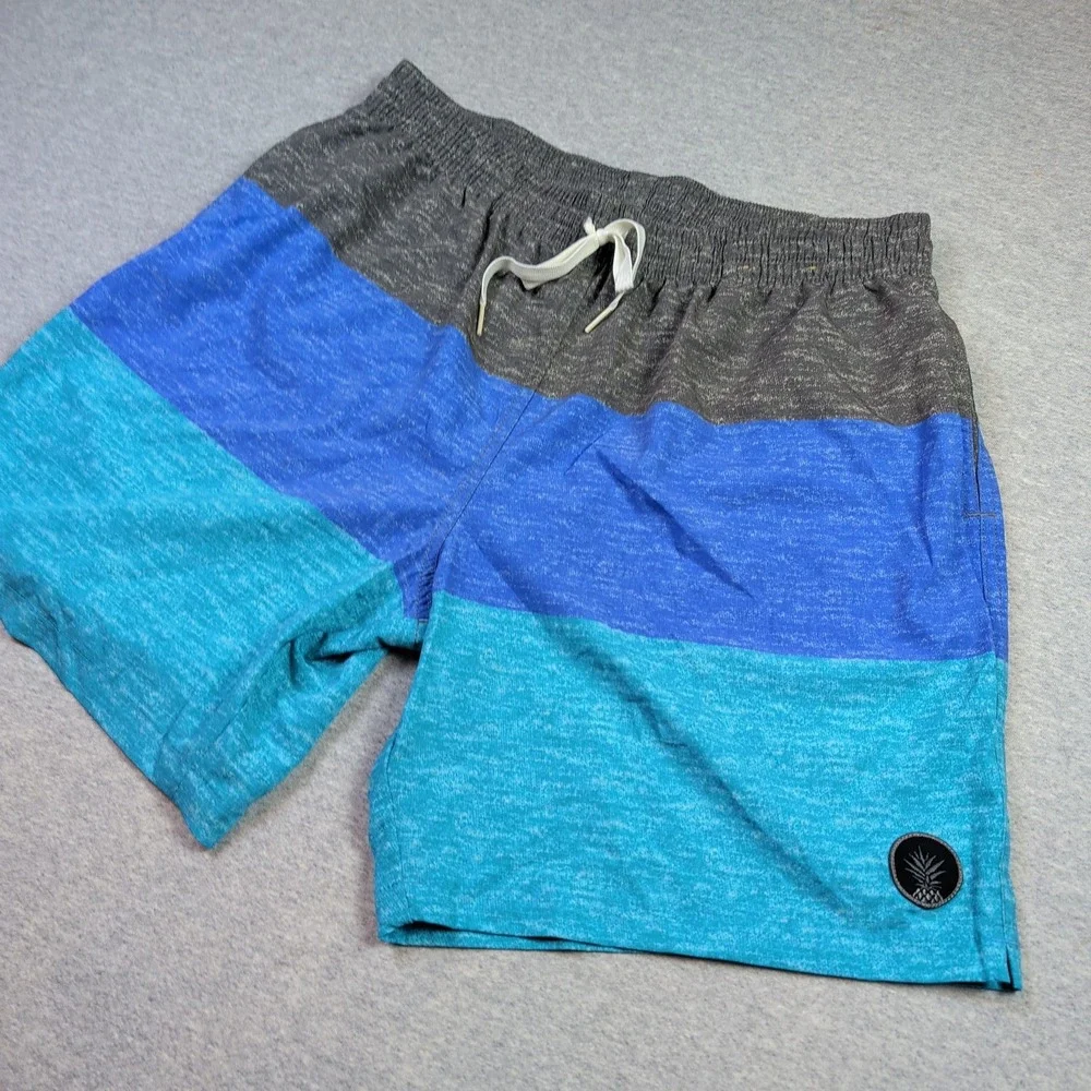 Chubbies Mens XL Colorblock Swim Trunks Grey Blue Turquoise 7 Inch Inseam Shorts